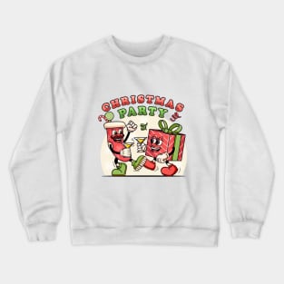 Christmas party, sock cartoon mascot and party Christmas gifts Crewneck Sweatshirt